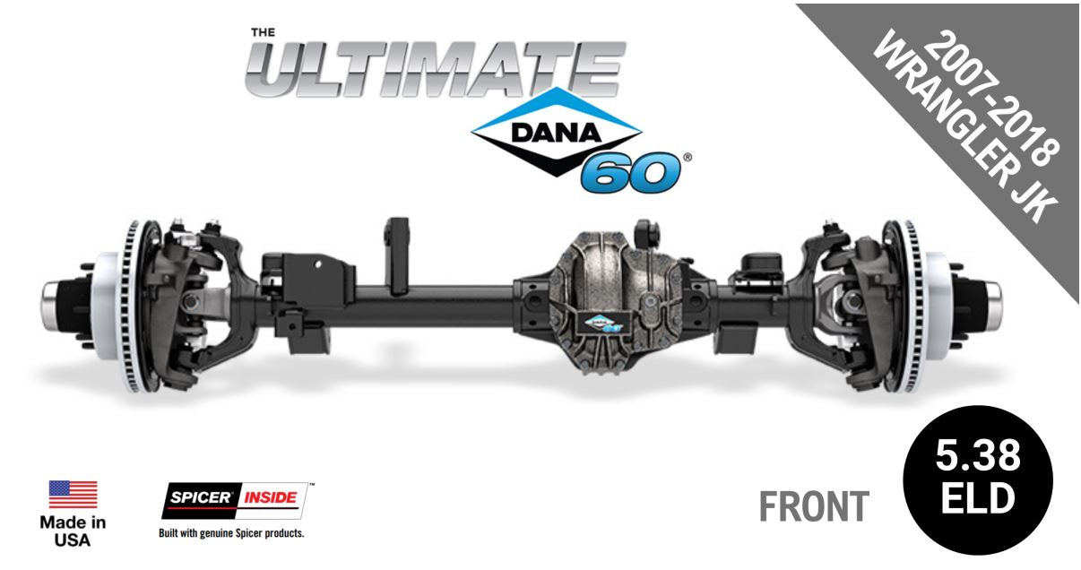 Ultimate Dana 60™ Crate Axle, Full Float, 69" WMS, Fits 2007-2018 Jeep Wrangler JK - Front Axle - 5.38 Gear Ratio, Eaton ELocker® - (10005777)