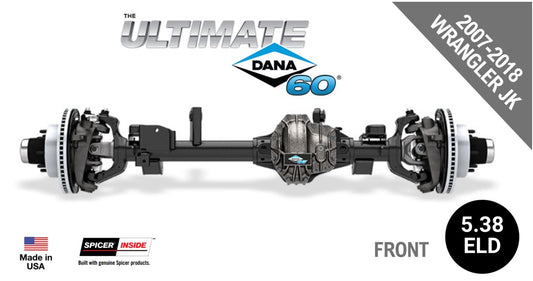 Ultimate Dana 60™ Crate Axle, Full Float, 69" WMS, Fits 2007-2018 Jeep Wrangler JK - Front Axle - 5.38 Gear Ratio, Eaton ELocker® - (10005777)