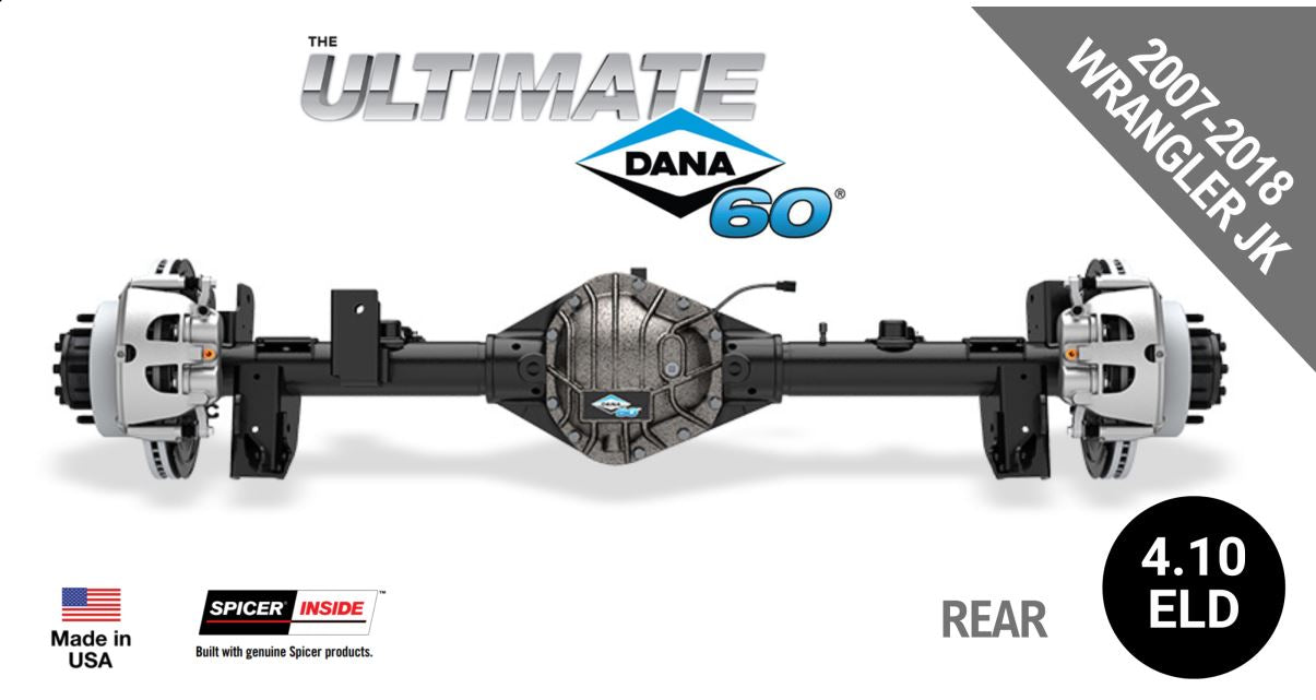 Ultimate Dana 60™ Crate Axle, Full Float, 69" WMS, Fits 2007-2018 Jeep Wrangler JK - Rear Axle - 4.10 Gear Ratio, Eaton ELocker® - (10034270)