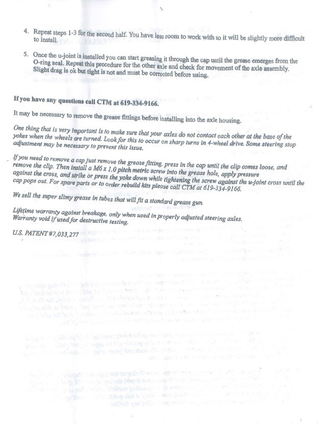 Dana 44, Axle Shaft U-Joint, CTM, (CTMD44)