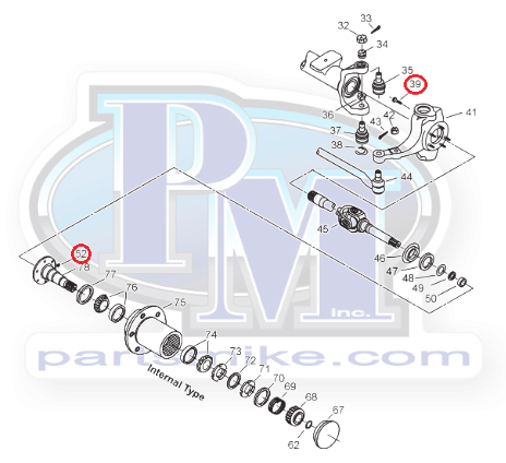 Ford 7/16", Spindle Stud with Nut, Single (PM7359)