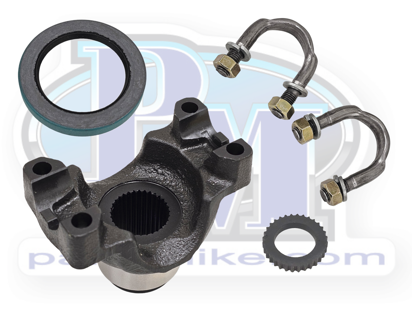 NP205, Driveshaft Yoke Kit, 32 Spline, 1410, U-Bolt Style, Non CV, with Seals and U-Bolts, (PM3-4-10951-2GK-NP205)