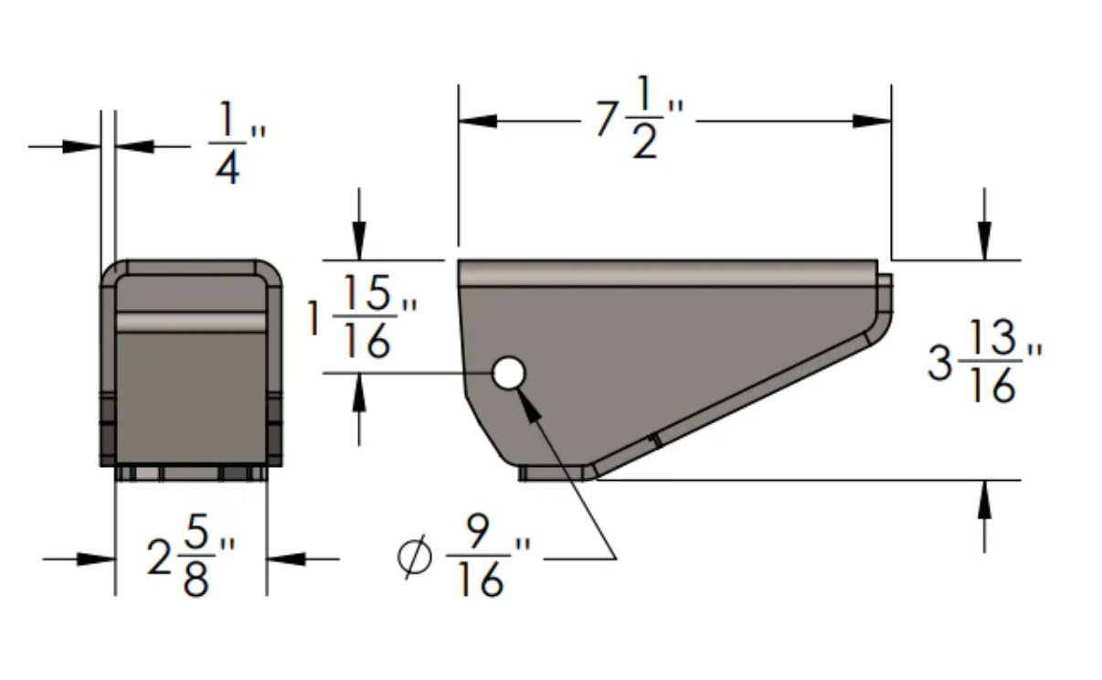 Lower Frame Link Mount Bracket, 2-5/8" Mounting Width, 9/16" Bolt Hole, (PM4400-0110)