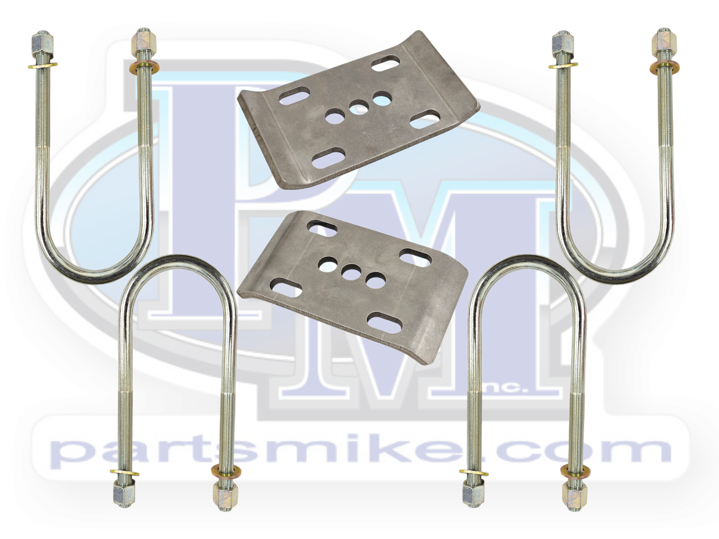 U-Bolt Kit for 3-1/2" Axle Tube, Comes with Spring Plates, 5/8" x 3-1/2" x 8"