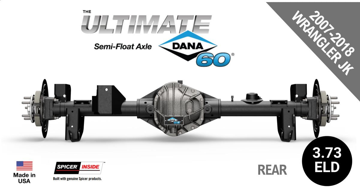 Ultimate Dana 60™, Crate Axle, Semi-Float, 69" WMS, Fits 2007-2018 Jeep Wrangler JK - Rear Axle - 3.73 Gear Ratio, Eaton ELocker®, (SF-L60JK373E-69)