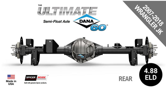 Ultimate Dana 60™, Crate Axle, Semi-Float, 69" WMS, Fits 2007-2018 Jeep Wrangler JK - Rear Axle - 4.88 Gear Ratio, Eaton ELocker®, - Crate Axle, (SF-L60JK488E-69)