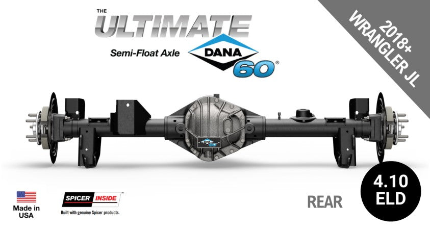 Ultimate Dana 60™ Semi-Float, Fits 2018+ Jeep Wrangler JL - Rear Axle - 4.10 Gear Ratio, Eaton ELocker®, 69 in. Width - Crate Axle, SF-L60JL410E-69