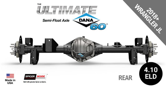 Ultimate Dana 60™ Semi-Float, Fits 2018+ Jeep Wrangler JL - Rear Axle - 4.10 Gear Ratio, Eaton ELocker®, 69 in. Width - Crate Axle, (SF-L60JL410E-69)