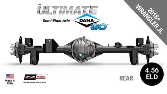 Ultimate Dana 60™ Semi-Float, Fits 2018+ Jeep Wrangler JL - Rear Axle - 4.56 Gear Ratio, Eaton ELocker®, 69 in. Width - Crate Axle, (SF-L60JL456E-69)