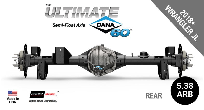 Ultimate Dana 60™ Semi-Float, Fits 2018+ Jeep Wrangler JL - Rear Axle - 5.38 Gear Ratio, ARB Air Locking Differential, 69 in. Width - Crate Axle, SF-L60JL538A-69