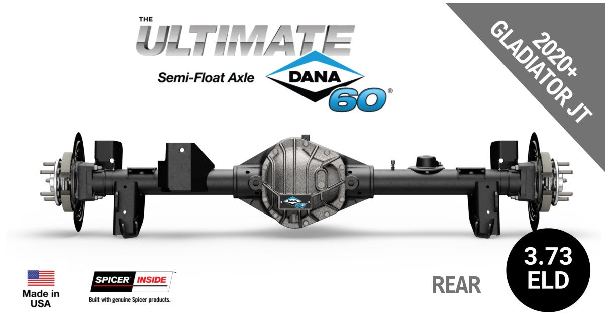 Ultimate Dana 60™ Semi-Float, Fits 2020-2023 Jeep Gladiator JT - Rear Axle - 3.73 Gear Ratio, Eaton ELocker®, 69 in. Width - Crate Axle, (SF-L60JT373E-69)