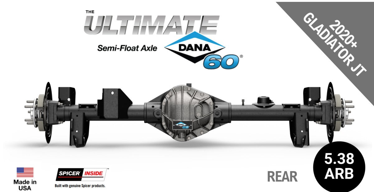 Ultimate Dana 60™ Semi-Float, Fits 2020-2023 Jeep Gladiator JT - Rear Axle - 5.38 Gear Ratio, ARB Air Locking Differential, 69 in. Width - Crate Axle, (SF-L60JT538A-69)