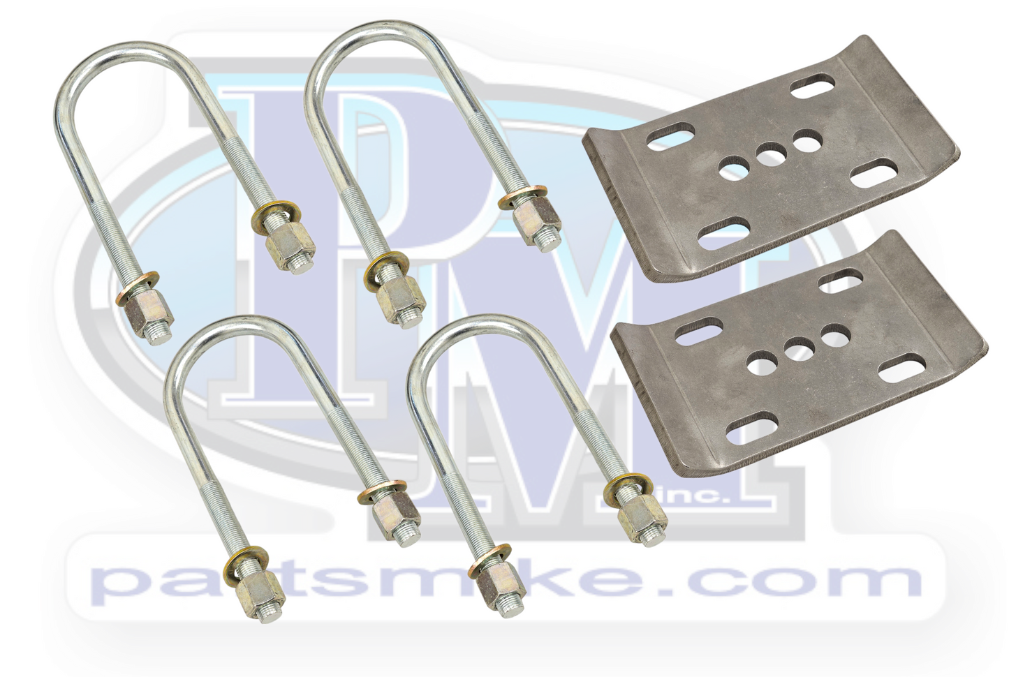 U-Bolt Kit for 3" Axle Tube, Comes with Spring Plates, 5/8" x 3" x 8"