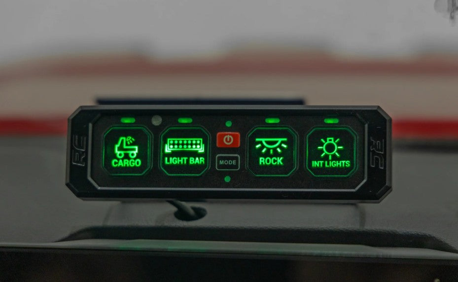 4 Gang Switch Panel, RGB Backlit Buttons, Multifunction Modes, (RC70965A)