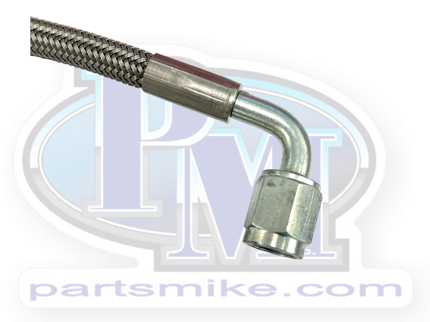 3AN Straight End / 90 Degree End, Fitting Type, 42" Long, Stainless Steel Braided Brake Line, AA716130H