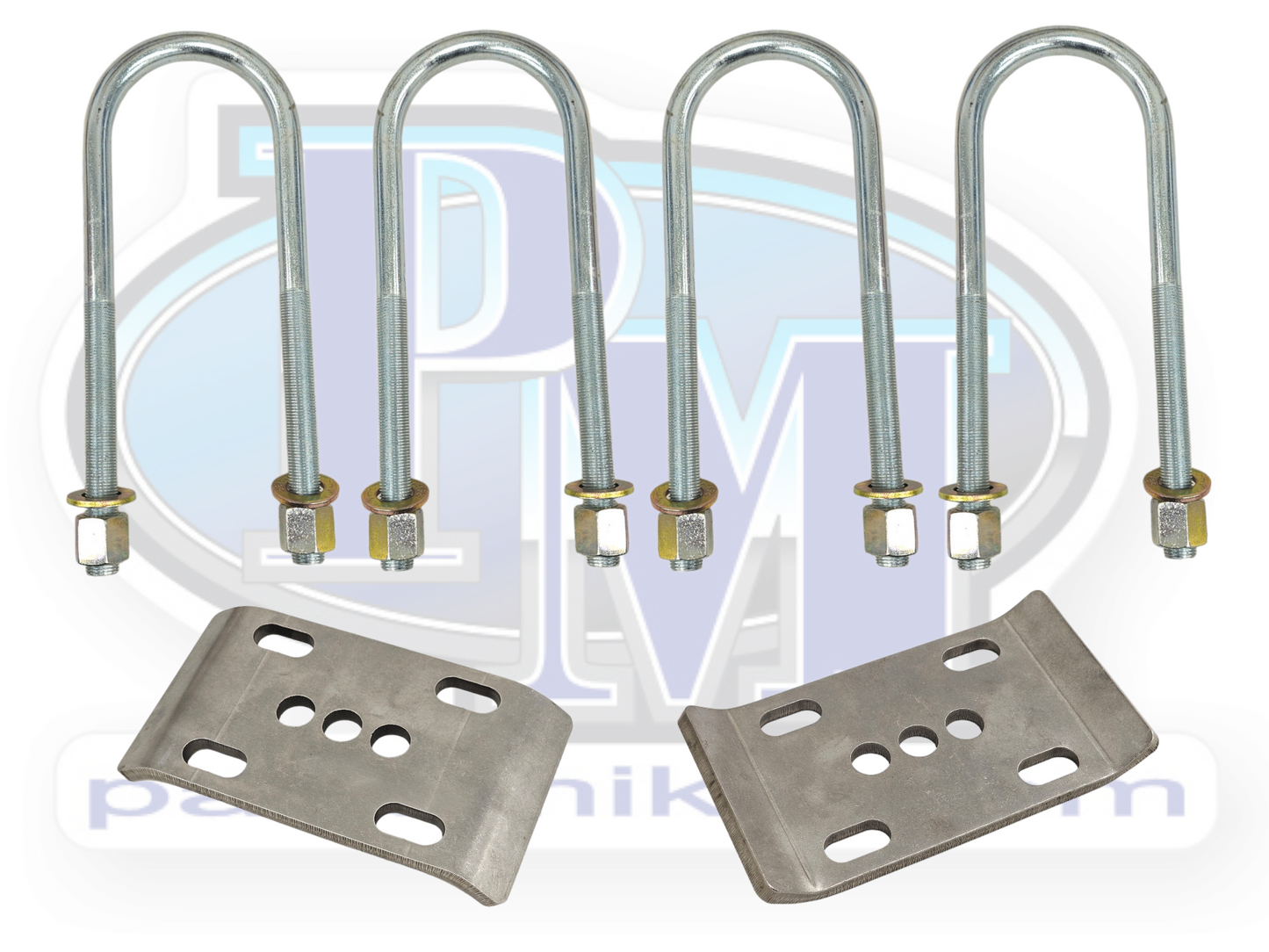 U-Bolt Kit for 3-3/8" Axle Tube, Comes with Spring Plates, Fits: 14 Bolt Full Float, 5/8" x 3-3/8" x 10"