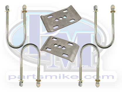 U-Bolt Kit for 3-1/2" Axle Tube, Comes with Spring Plates, 5/8" x 3-1/2" x 8"