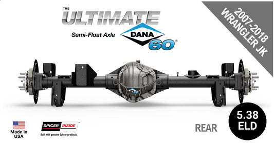 Ultimate Dana 60™, Crate Axle, Semi-Float, 69" WMS, Fits 2007-2018 Jeep Wrangler JK - Rear Axle - 5.38 Gear Ratio, Eaton ELocker®, SF-L60JK538E-69