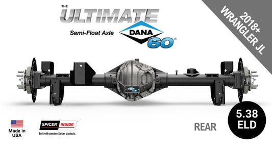 Ultimate Dana 60™ Semi-Float, Fits 2018-2023 Jeep Wrangler JL - Rear Axle - 5.38 Gear Ratio, Eaton ELocker®, 69 in. Width - Crate Axle, SF-L60JL538E-69