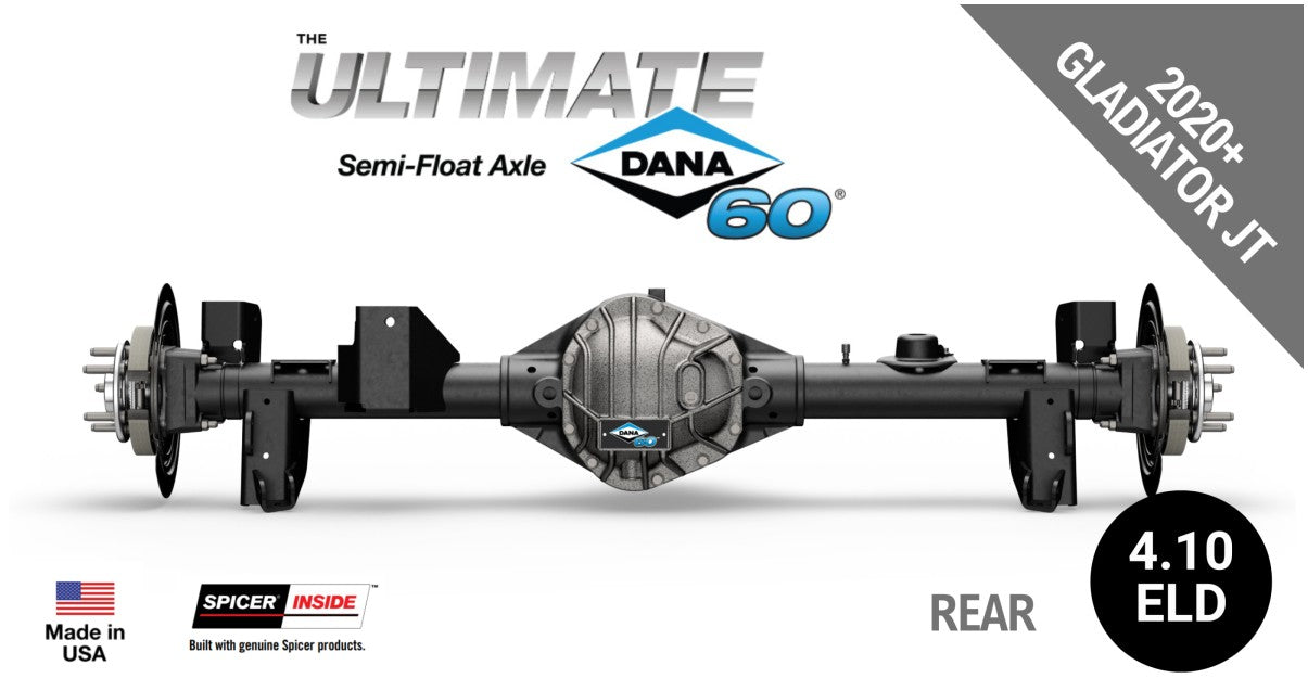 Ultimate Dana 60™ Semi-Float, Fits 2020-2023 Jeep Gladiator JT - Rear Axle - 4.10 Gear Ratio, Eaton ELocker®, 69 in. Width - Crate Axle, SF-L60JT410E-69