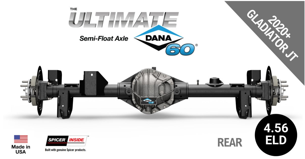 Ultimate Dana 60™ Semi-Float, Fits 2020-2023 Jeep Gladiator JT - Rear Axle - 4.56 Gear Ratio, Eaton ELocker®, 69 in. Width - Crate Axle, SF-L60JT456E-69